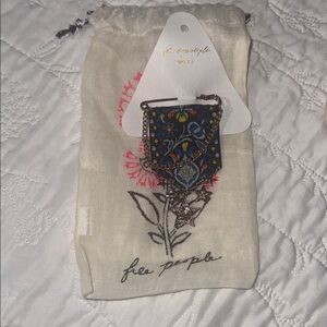 Free People Blue Floral Embroidered Brooch